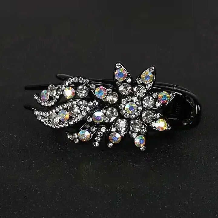 Shiny Rhinestone Hairpin Flower Leaf Duckbill Hair Claws Retro Hair Clips Accessories For Women Shinning Ponytail Headwear