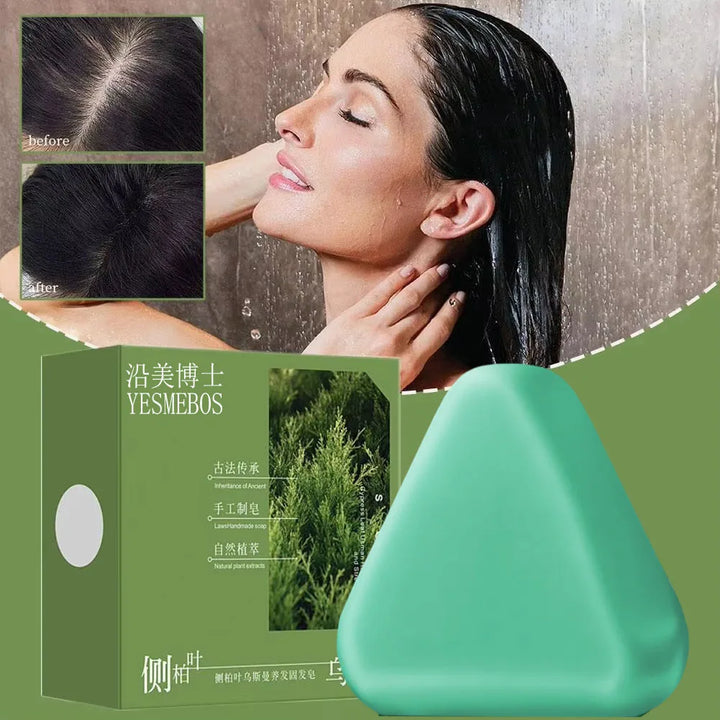 Usman Grass Platycladus Herbal Shampoo Soap Natural Hair Loss Treat Strengthens Roots Controls Oil Cleanses Scalp Hair Growth