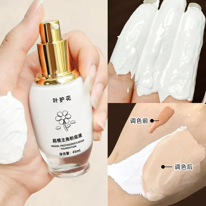 45ML Pure White Liquid Foundation - Long-Lasting Concealer Mixable Adjuster for Lighten & Brighten Cos Stage Makeup