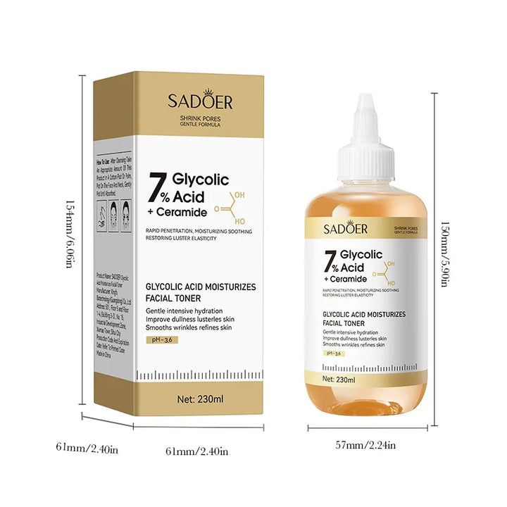 SADOER Glycolic Acid Toner Face Serum Facial Skincare Moisturizing Facial Toner Firming Nourishing Face Essence Skin Care