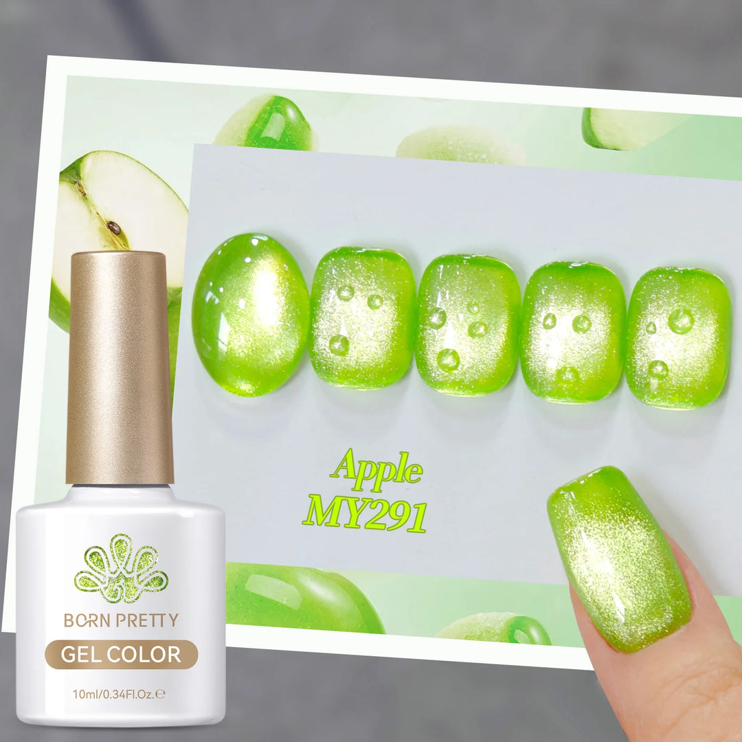 BORN PRETTY 10ml/15ml Guava Green Cat Magnetic Gel Shine  Glitter Semi Permanent Soak Off UV Varnish Nail Supplies
