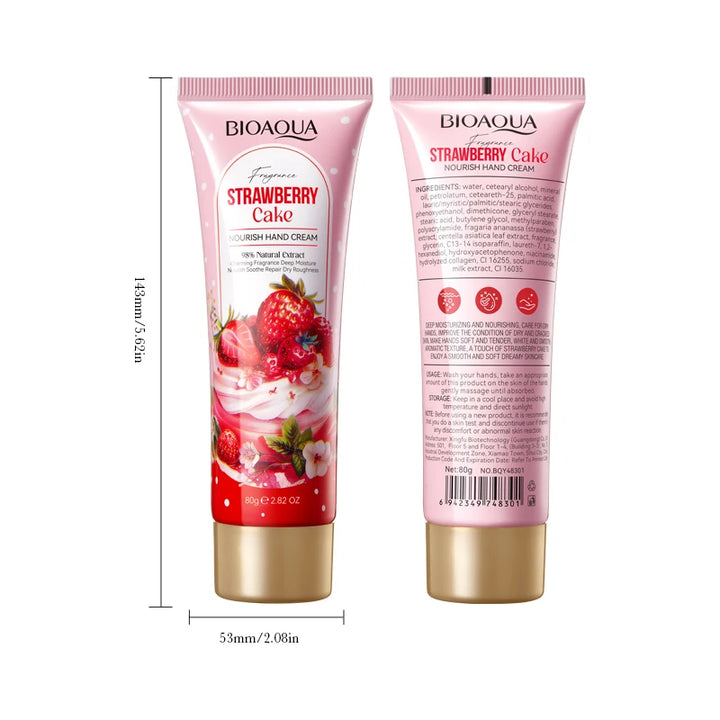BIOAOUA Strawberry Cake Nourishing Hand Cream Deep Hydration Moisturizing Remove chapping Hand Cream Beauty Skincare