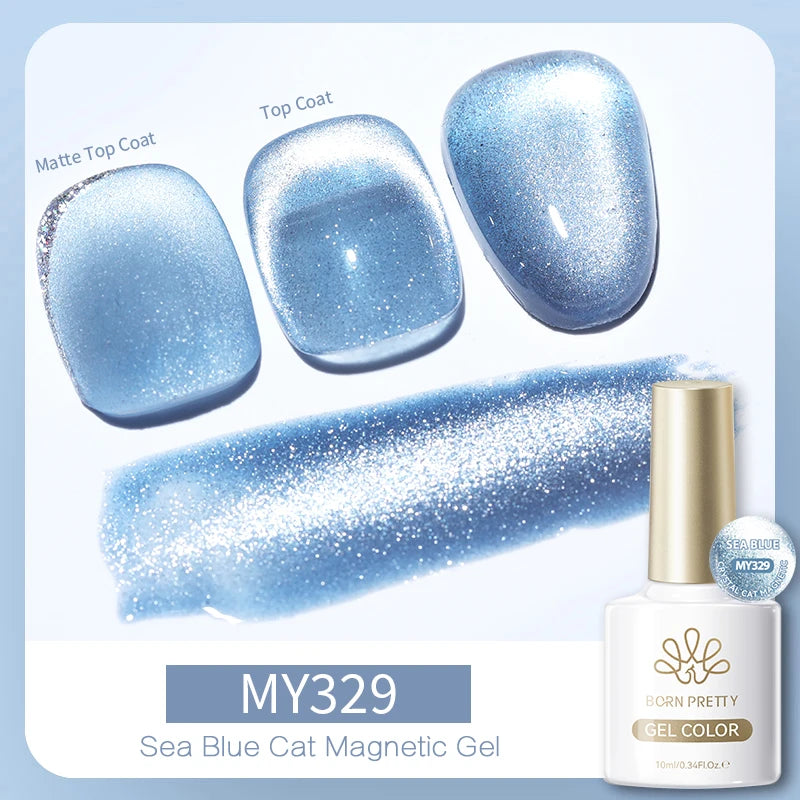 BORN PRETTY 10ml Silver Water Light Cat Magnetic Gel Nail Polish Nail Supplies Vernis Semi Permanent Gel for Fall Winter Nails