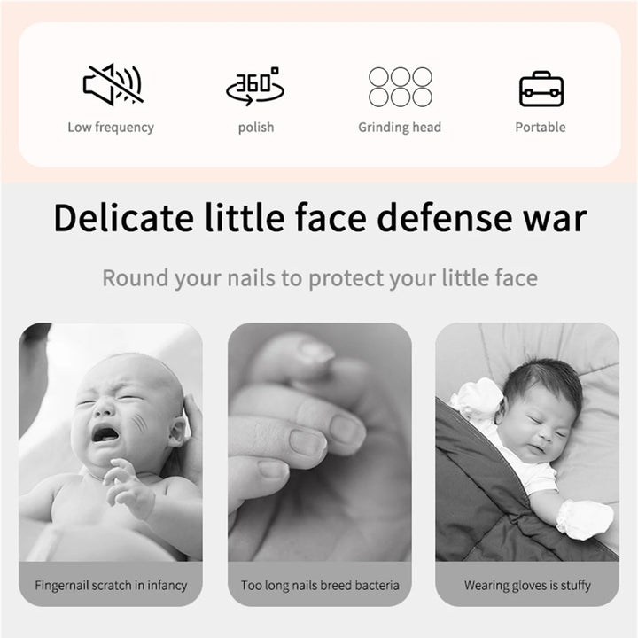 Baby Nail Grinder Electric Nail File Trimmer With LED Lights Newborn Manicure Pedicure Nail Clippers Cutter Scissors Care Set