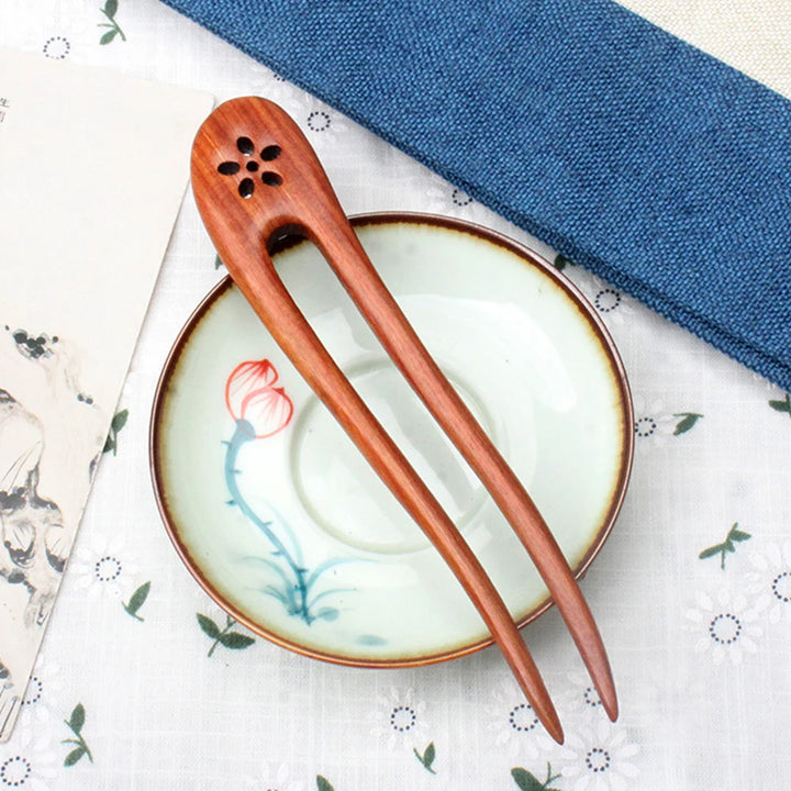 Handmade Wooden Hair Sticks Black Sandalwood U Shaped Hair Clips Simple Solid Color Hair Bun Maker Ponytail Holder for Women
