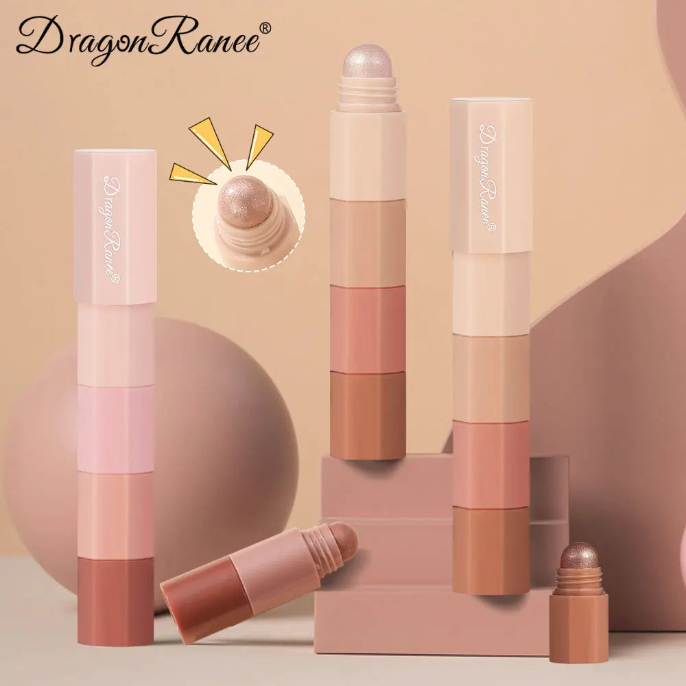 Mini Eye Shadow Stick 4 IN 1 Combo Pearlescent Metallic High Gloss Highlighter Stick Multi-purpose Eyeshadow Pen Cosmetics