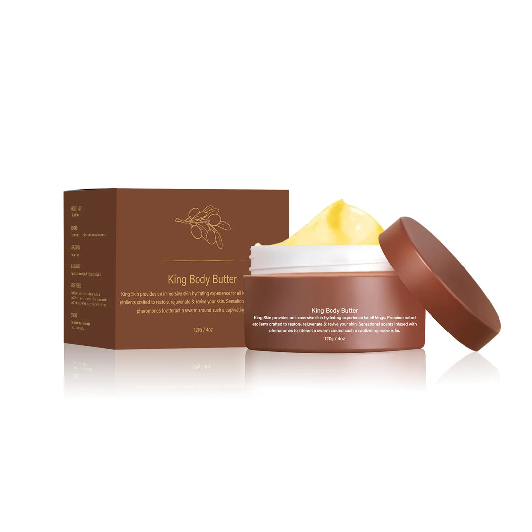 King Body Butter 120g with Shea Butter & Jojoba Oil - 24H Intensive Moisturizing Cream for All Skin Types, Deep Nourishment