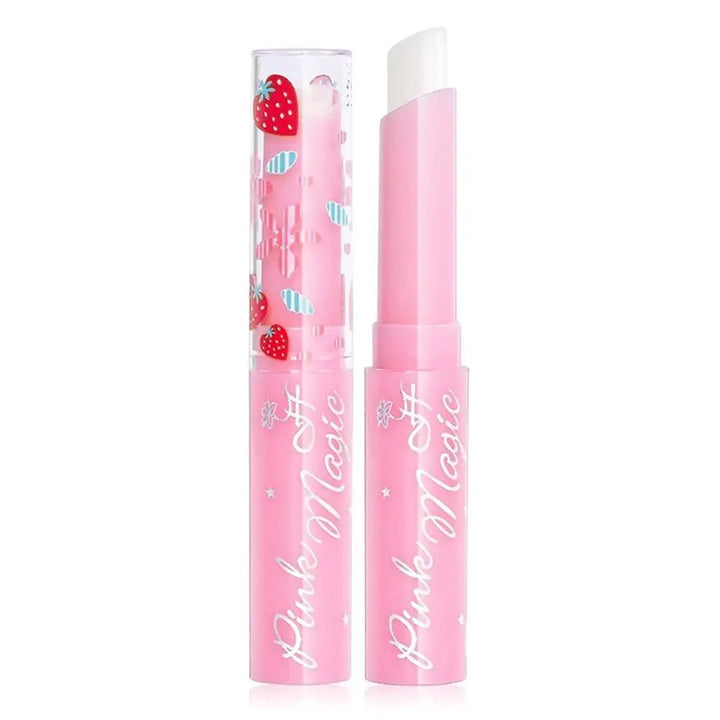 Strawberry Temperature Color Changing Lip Balm Moisturizing Long Lasting Nourishing Lipstick Pink Magic Lip Gloss Cosmetics 5PCS