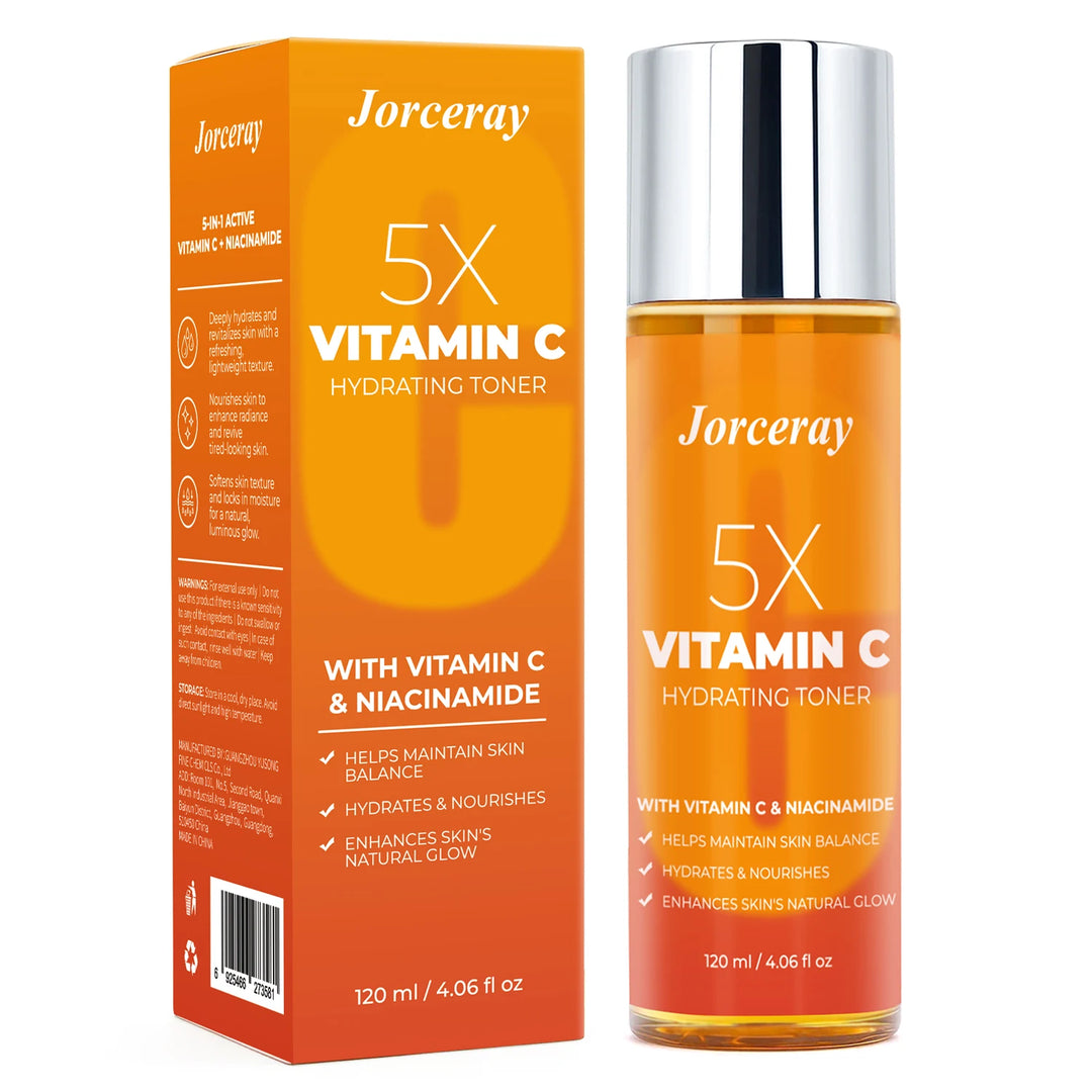 Vitamin C Toner 5X Hydrating Brightens Evens Skin Tone and Boosts Glow Non-Greasy 4.06 Fl Oz