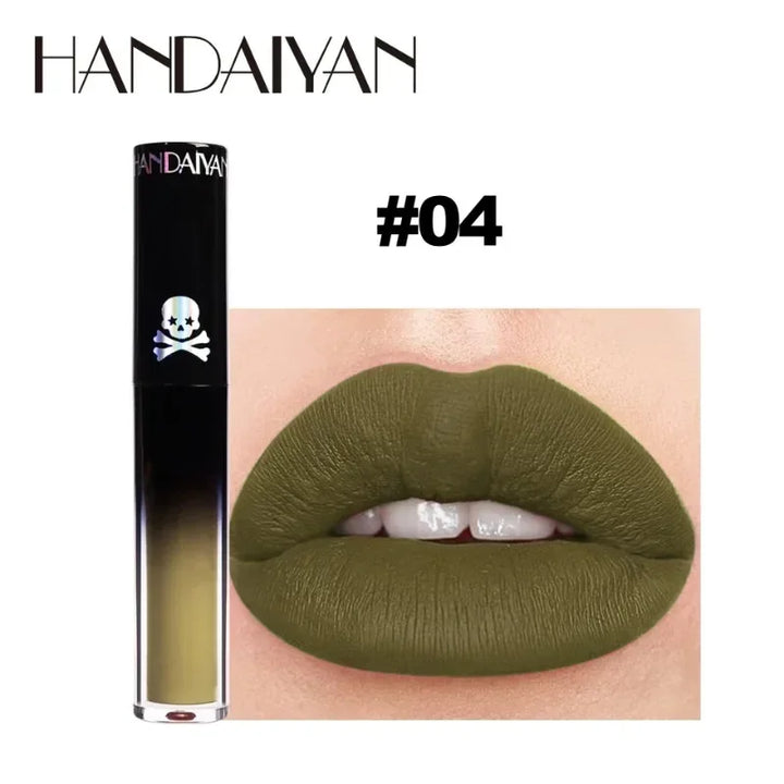 4pcs Matte Lipstick Set Waterproof Sexy Green Purple Black Lip Gloss Shiny Lip Tint Halloween Lip Makeup Tool Korean Cosmetics