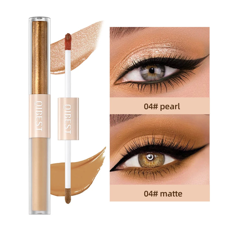 QIBEST Double End Glitter Matte Eye shadow Stick Pencil Eyeshadow Makeup Waterproof Bicolor Shimmer Cosmetics Beauty Makeup Tool