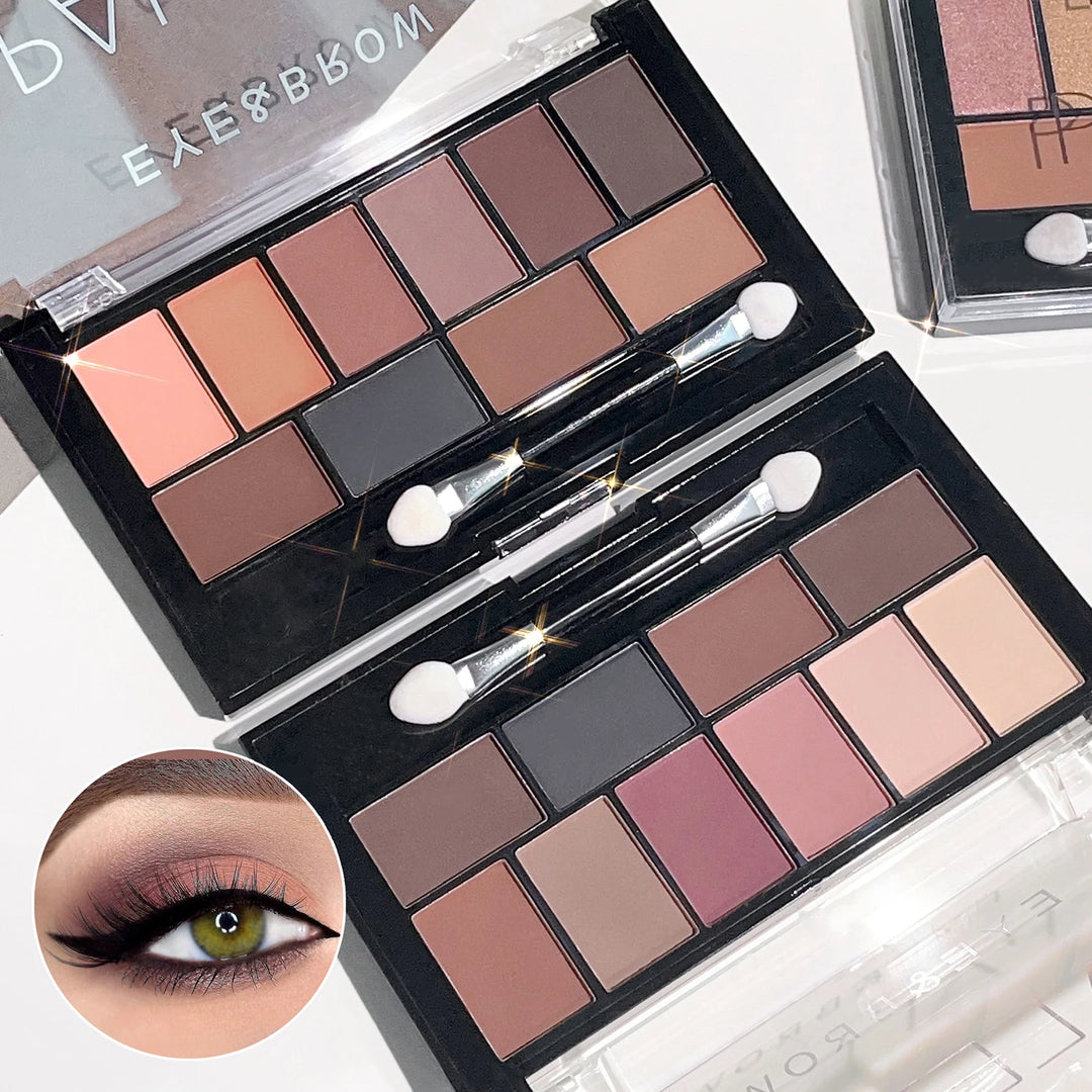 Ten color eyeshadow palette pearlescent matte fine shimmer earth tones beginner daily nude eyeshadow palette makeup