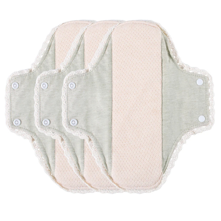 3pcs Washable Sanitary Pads Soft Breathable Cotton Cloth Pads Lace Trim Reusable  Women Menstrual Pads Heavy Flow
