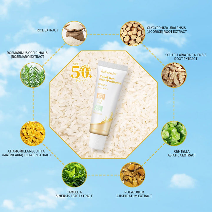 Lakerain SPF50+ Rice+Probiotics Sunscreen Skin Protection Refreshing Makeup Sunscreen Cream UV Resistance Facial Sunscreen New