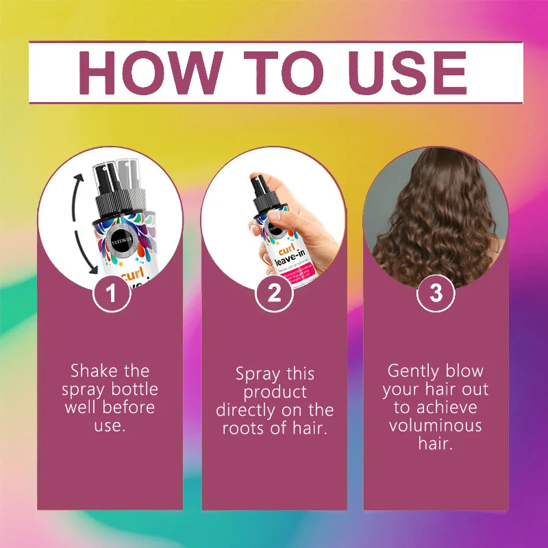 Curl leave-in conditioner, restores curls and protects hair, high shine, smooth and easy to comb, repairs frizz in curls.