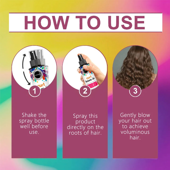 Curl leave-in conditioner, restores curls and protects hair, high shine, smooth and easy to comb, repairs frizz in curls.