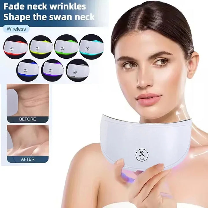 2025 7 Colors Photon Neck LED Mask Red Light Therapy Anti Aging Neck Beauty Mask Relaxation Treatment Anti-Wrinkle Skin Care