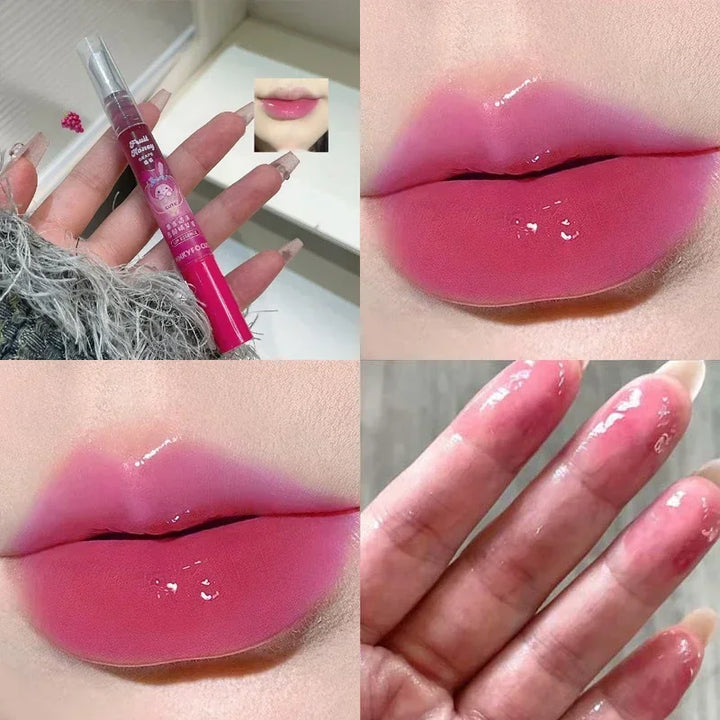 Berry Red Lip Oil Hydrating Mirror Lip Gloss Tinted Plumper Moisturizing Lip Care Treatment Makeup Clear Colored Lipstick Balm