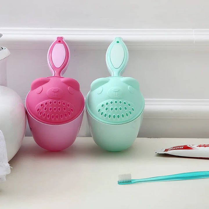 Baby Shampoo Cup Cute Cartoon Bear Toddle Shower Spoons Multifunction Kids Toothbrush Cup Shower Head Washing Hair Cup Bath Tool