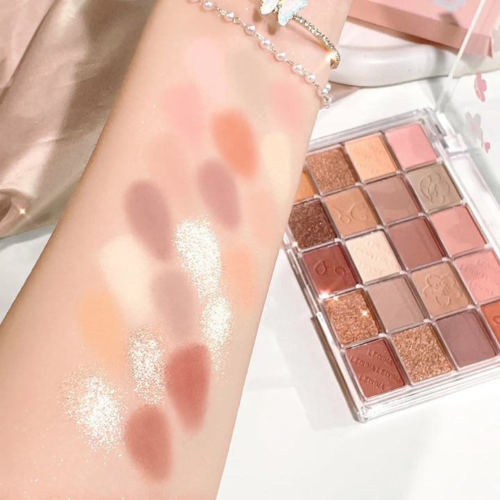 20-Color Cherry Blossom Eyeshadow Palette - Matte & Glitter Pink/Brown Tone Eye Makeup Palette, Long-Lasting Pigmented Eyeshadow