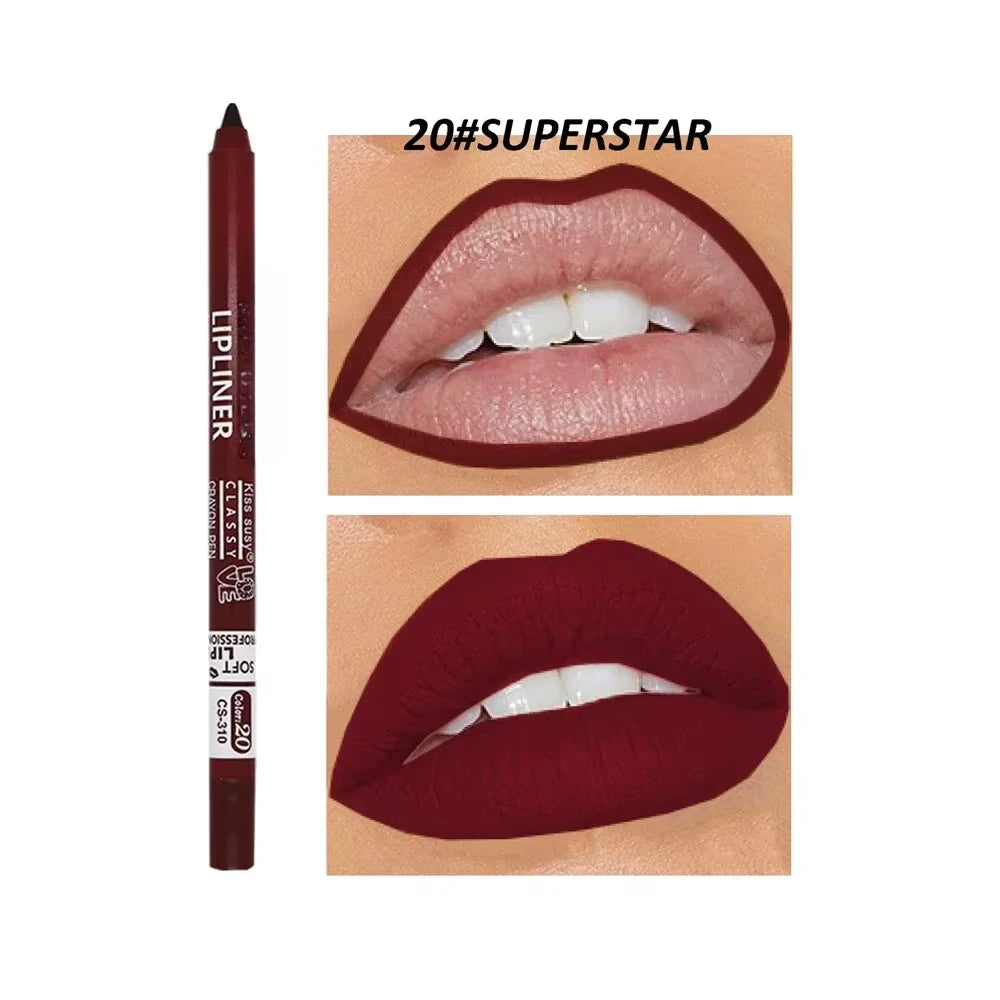 20 Color Matte Lipliner Pencil Waterproof Natural Red Brown Pro Lip Liner Makeup Lips Contour High pigment Lipstick Cosemetic