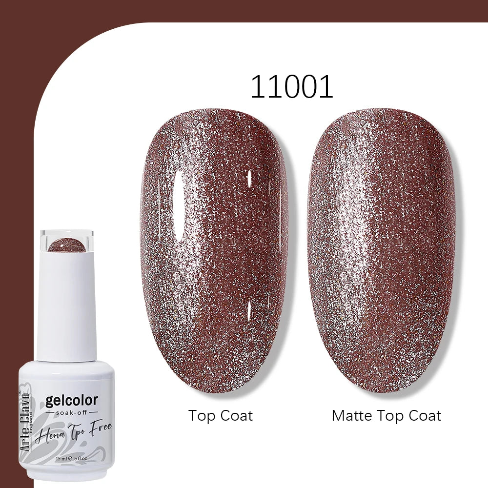 Arte Clavo Solid Color Gel Nail Polish 15ml Soak Off UV LED Gel Semi-Permanent Glitter Polish For Manicure Nail Art Salon Gel