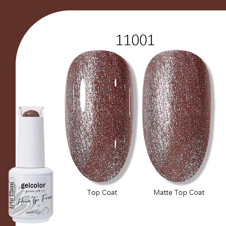 Arte Clavo Solid Color Gel Nail Polish 15ml Soak Off UV LED Gel Semi-Permanent Glitter Polish For Manicure Nail Art Salon Gel