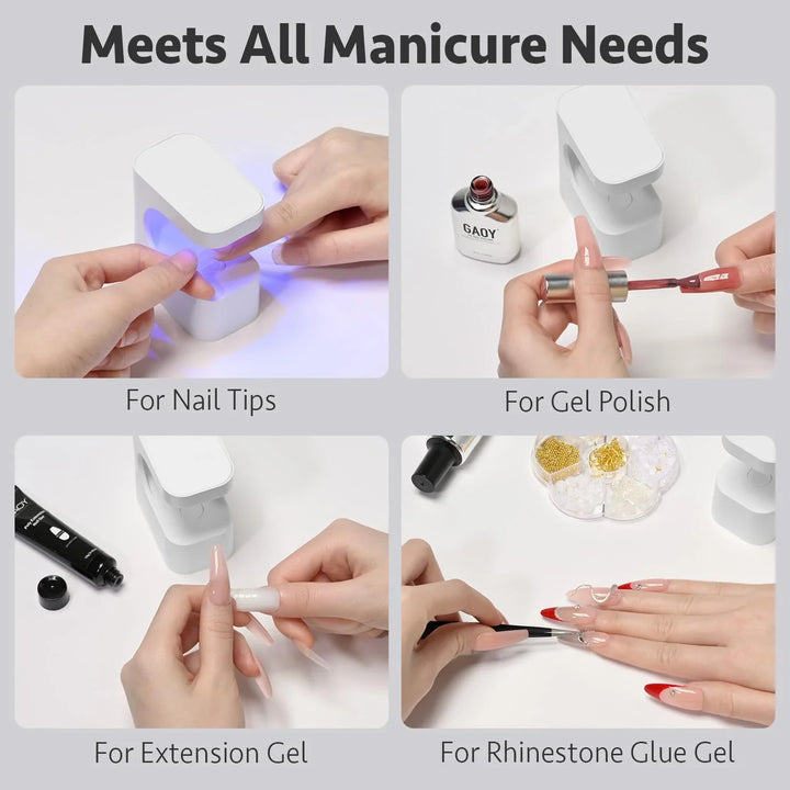 Rechargeable Small Cube Gel Nail Lamp, Compact Quick-Dry Nail Polish Curing Light for Home Use, Non-Blackening Design