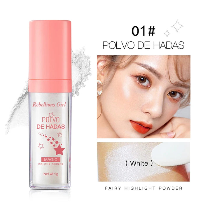 Highlighter Powder White Moonlight Polvo De Hadas Glitter Shimmer Contour Shading Illuminator for Women Face Body Glitter Makeup