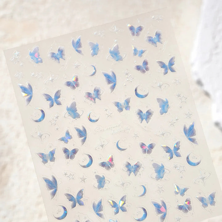 5D Butterfly Nail Stickers Sparkling Jelly Butterfly Nail Art Sticker Decorations Decals DIY Self Adhesive Slider Manicure Parts