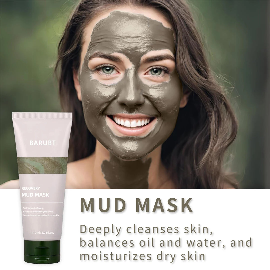 Soothing mud mask mud clay-moisturizing deep pores mild exfoliating cleansing milk face and body mask, including 91.8% natural e