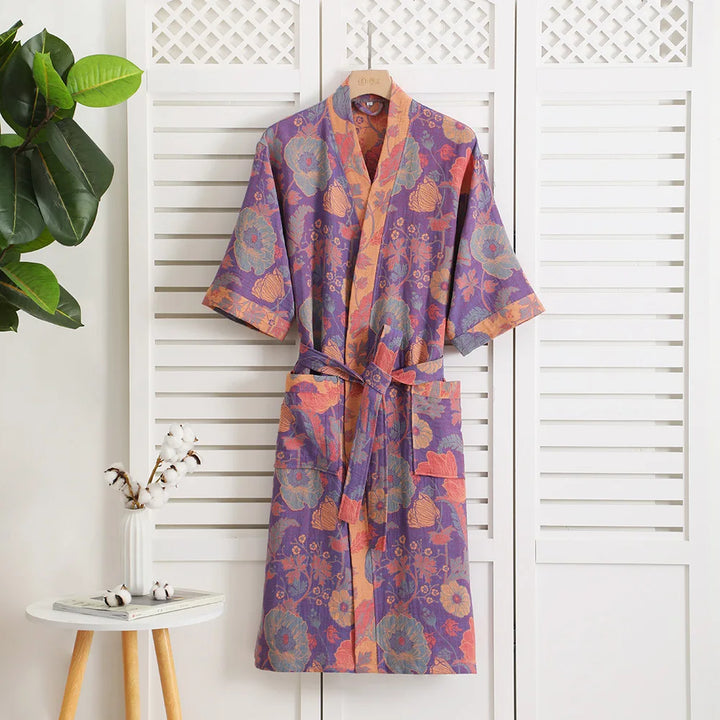 Cotton Printed Women's Bathrobe for Spring and Autumn Pajamas Home Clothing Multi Colors Quick Drying Bathrobes Female