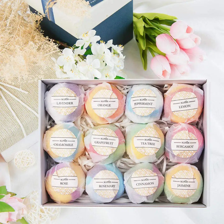 Bath Bombs for Kids and Women, 12 Natural Handmade Bath Bomb Gift Set, Bubble Bath Bombs - Perfect Self Care Relaxing Spa Gifts
