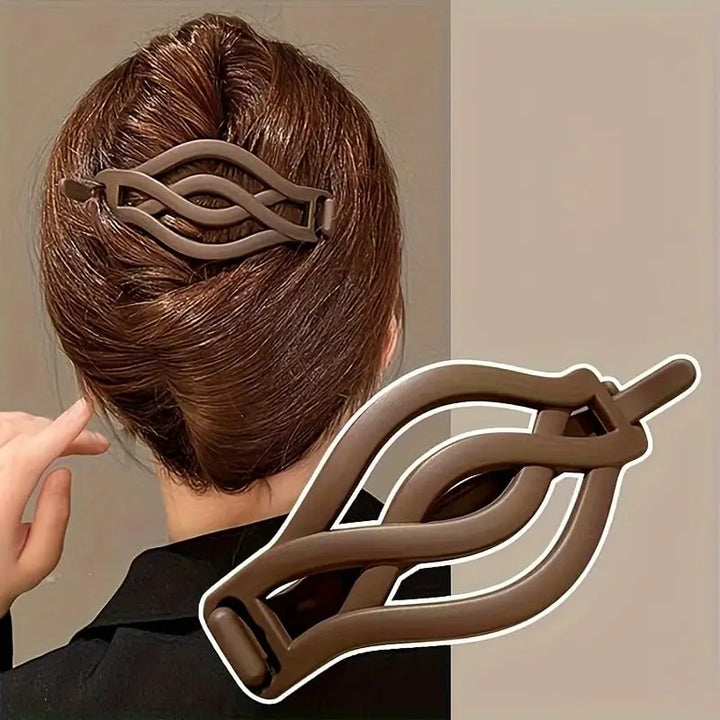 4PCS French Flat Round Hair Clips Vintage Twisted Non-Slip Buckle for Thick Thin Hair Women Girls