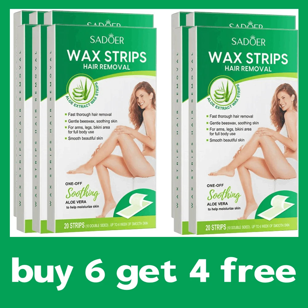 20PCS Hair Removal Wax Strips Roll Underarm Wax Strip Paper Mild Aloe Nourishing Essence for Face Body Leg Arm Hair Removal