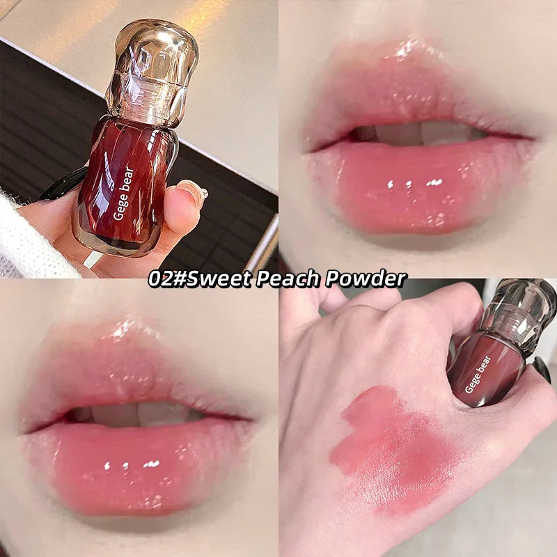Gege Bear Crystal Gloss Lip Tint — Autumn/Winter Hydrating Formula, Mirror-Gloss Finish, Youthful Plumping Effect