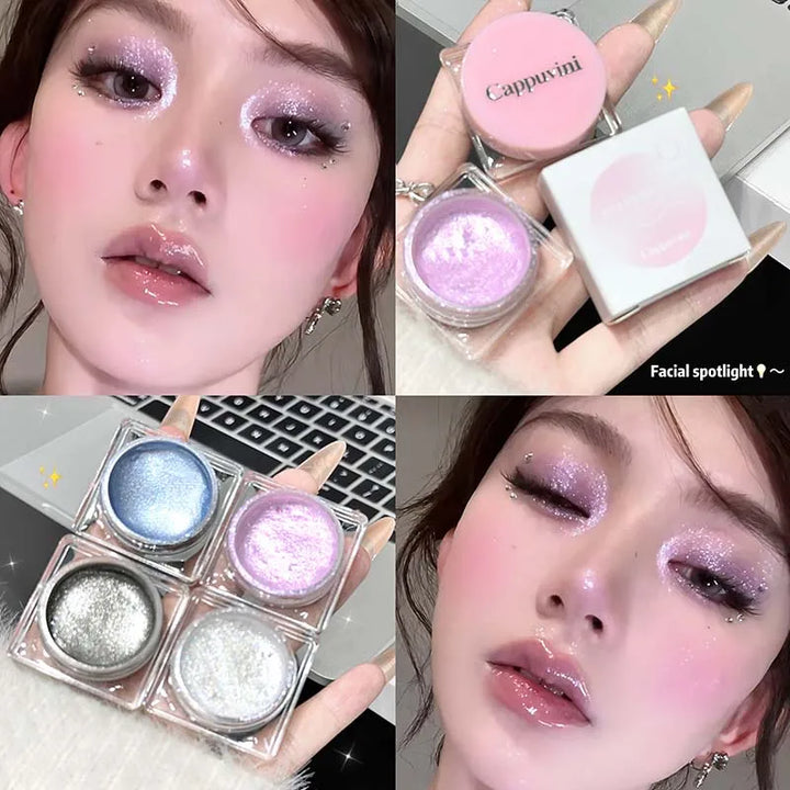 Liquid Gel Eyeshadow Pearl Glitter Body Highlighter Monochrome Diamond Shimmer Silkworm Brighten Highgloss Sequins Quick Drying