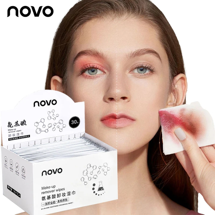 30pcs Of Makeup Remover Wipes For Face,Moisturizing&Gentle,Deep Cleansing Without Noresidue,Individually Packaged,Disposable Use
