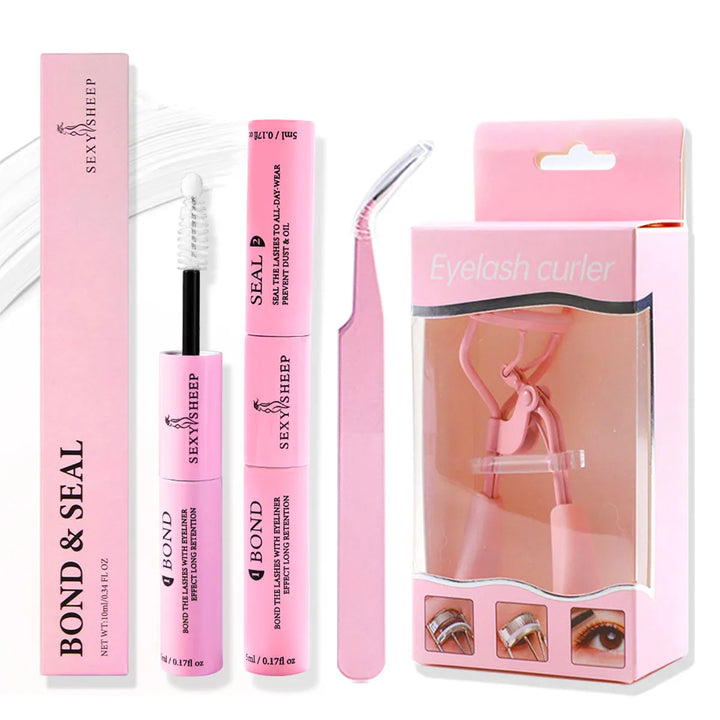 Eyelash Glue and Seal for Eyelash Clusters Strong Fixed  Eyelash Glue Lasting 48H 2 in 1(5ml Black Glue + 5ml Clear Seal)