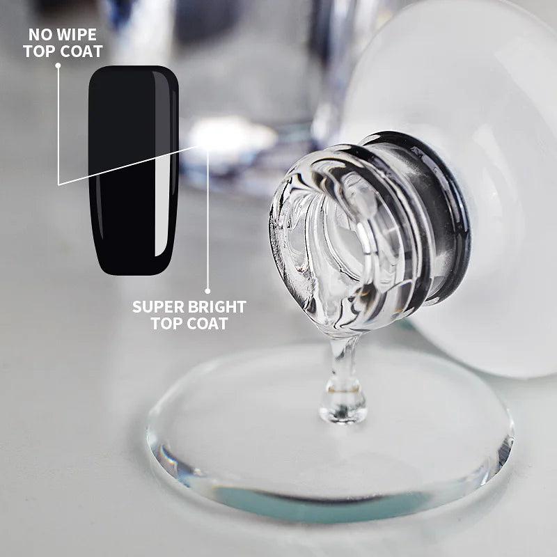 AWStorG 15ML Super Top Coat Nail Art Gel Varnish Semi Permanent Soak Off No Wipe UV Gel Varnish Shining Clear Top Coat