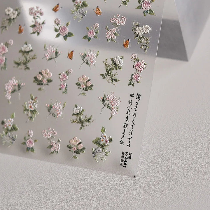 1pcs Dream Flower Window Shell Light Nail Art Stickers Japanese Flower Self Adhesive Stickers Press On Nails Decoration Decals