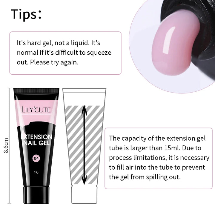 LILYCUTE 15ML Quick Extension Gel Nail Polish Nude Milk White Color Finger Prolong Acrylic Crystal Construction Hard Gel Varnish
