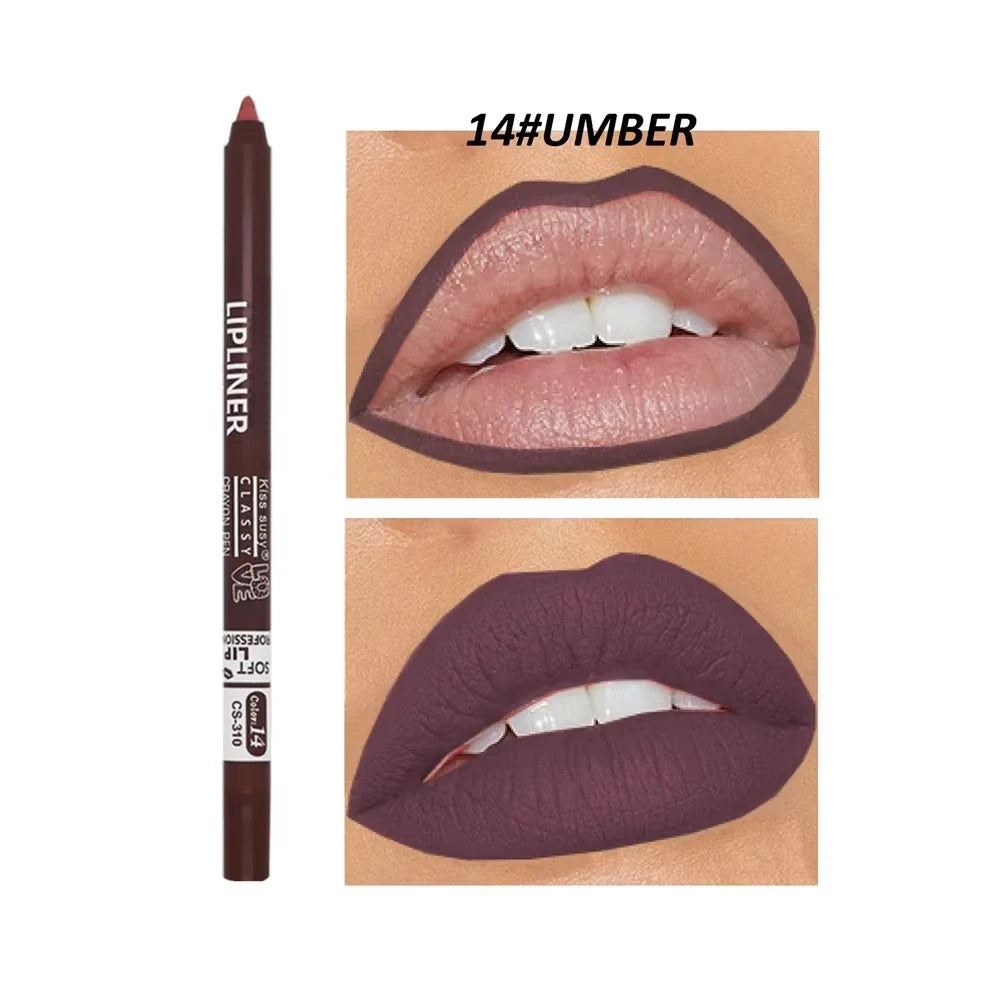 20 Color Matte Lipliner Pencil Waterproof Natural Red Brown Pro Lip Liner Makeup Lips Contour High pigment Lipstick Cosemetic