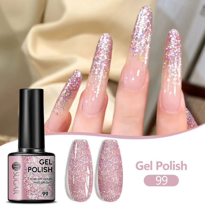 UR SUGAR 7/7.5ml Nude Glitter Color Nail Gel Polish Semi-permanent Varnish Soak Off Nail Art Base Top Coat UV LED Gel Manicure