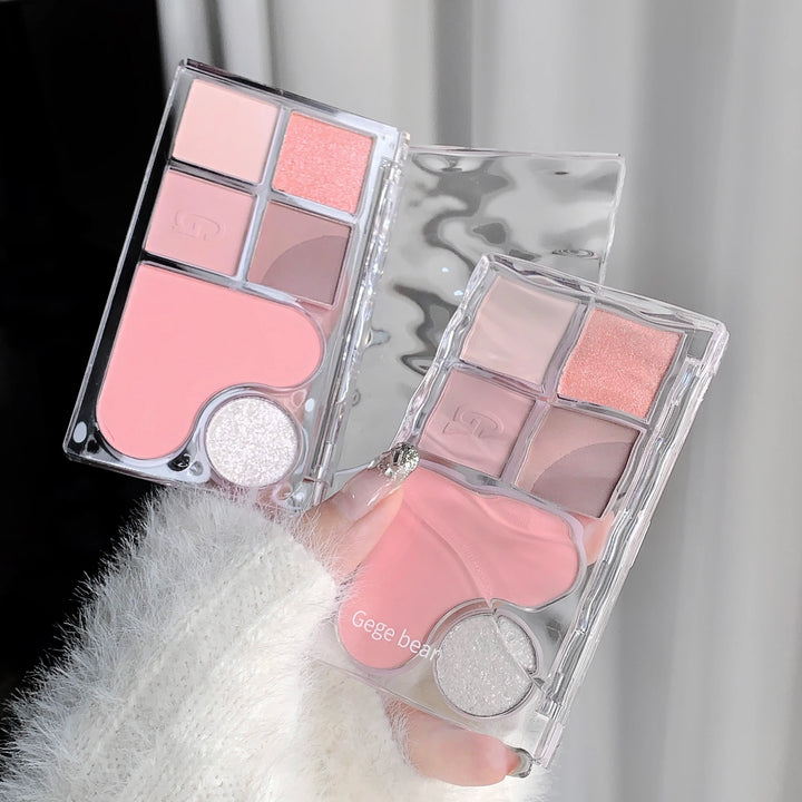 Six-Color Eyeshadow Light Shadow Integrated Eyeshadow Palette, Matte Pearlescent Pink, Long-Lasting Makeup, Pure Desire