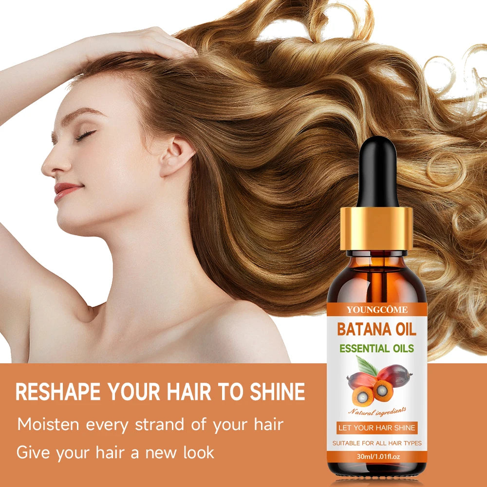 BATANA Oil Hair Care Kit - Strengthening Shampoo, Moisturizing Mask & Keratin Conditioner for All Hair Types Frizz Control 4pcs
