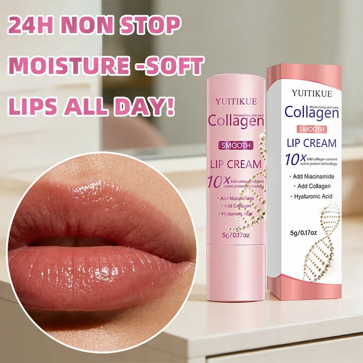 YUITIKUE 10X Collagen Lip Cream - Hyaluronic Acid & Niacinamide, Long-Lasting Hydration for Chapped Lips