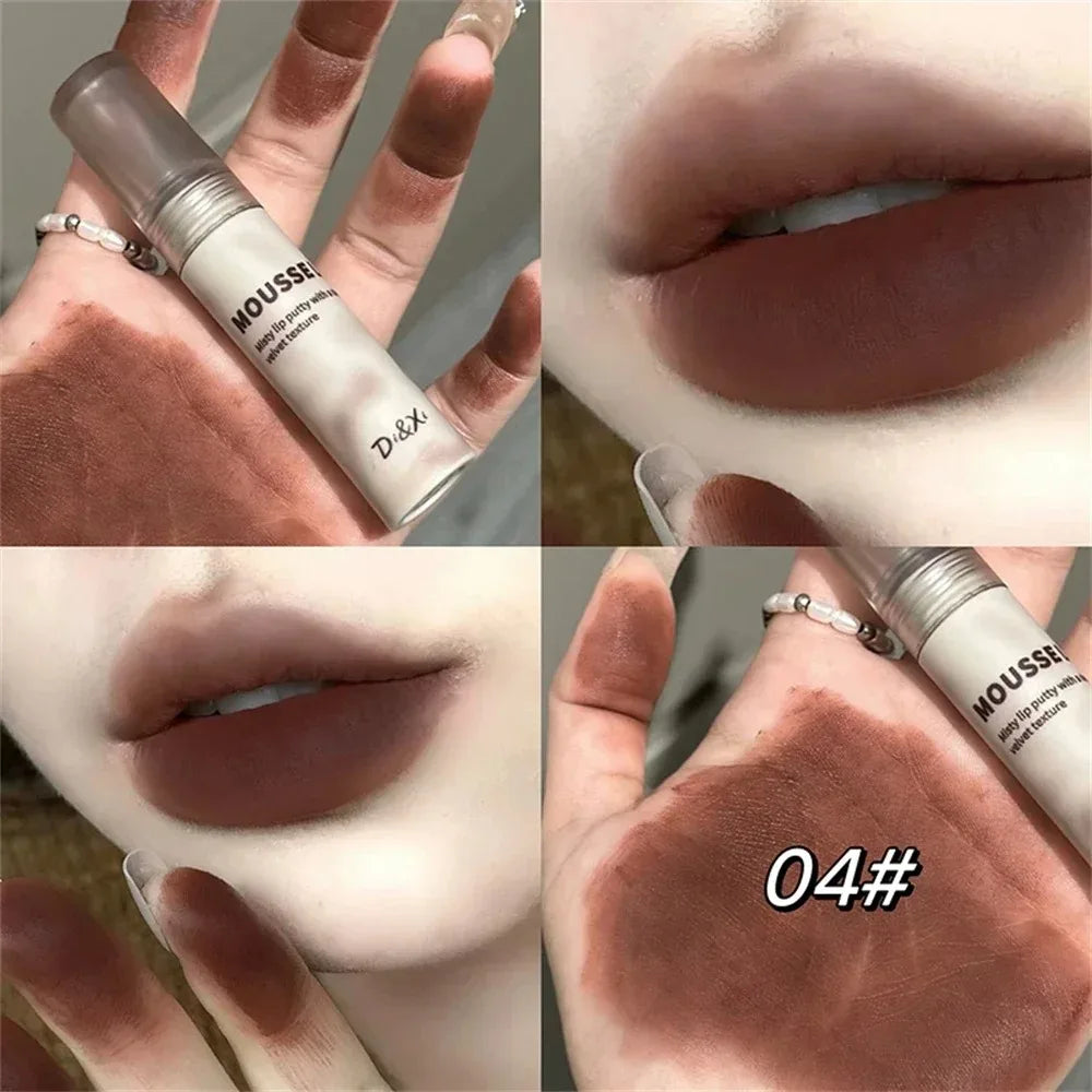 Punk Black Gothic Lip Gloss Matte Dark Brown Lipstick Nude Lip Tint Waterproof Velvet Liquid Lipstick Lip Satin Korean Cosmetics