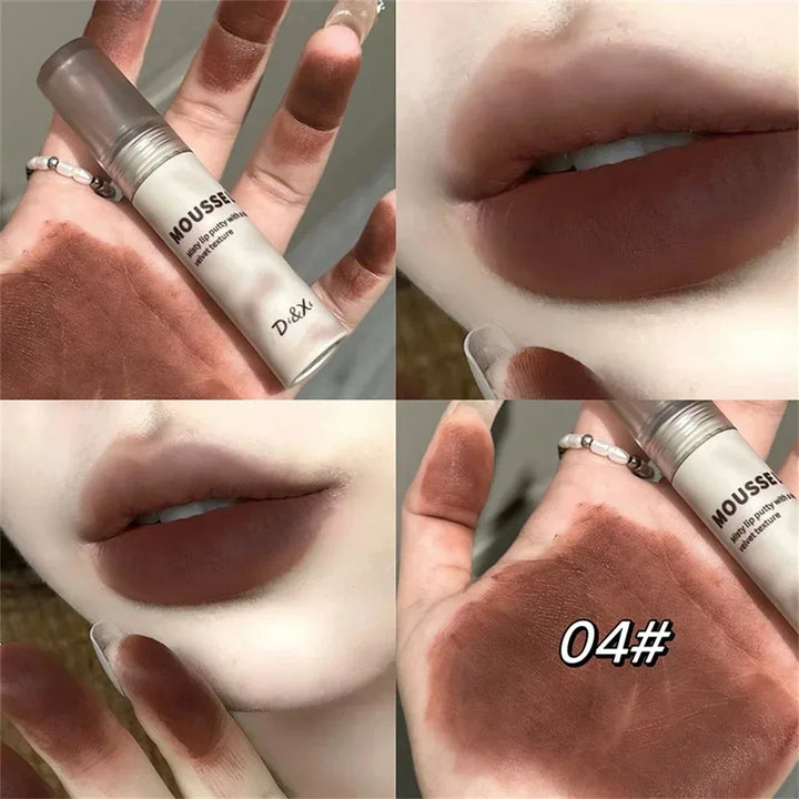 Punk Black Gothic Lip Gloss Matte Dark Brown Lipstick Nude Lip Tint Waterproof Velvet Liquid Lipstick Lip Satin Korean Cosmetics