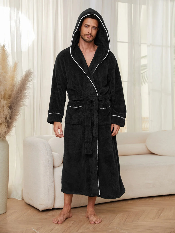 Autumn and Winter Comfortable Cotton Flannel Luxury Open Weave Couples' Sleepwear Men's Warm Bathrobe Sleepwear Nightwear